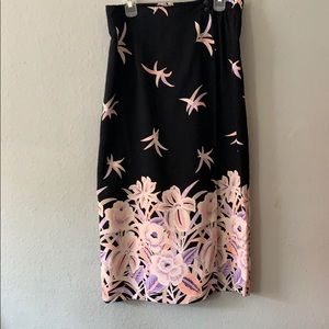 Black Skirt with Flower Design at the Bottom